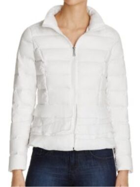 Tahari White Quilted Lightweight Puffer Jacket